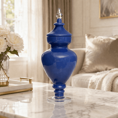 Allure Blue Vase With Lid - Short