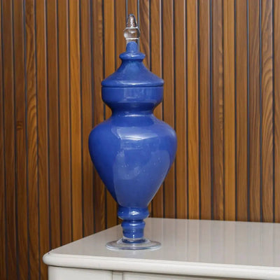 Allure Blue Vase With Lid - Tall