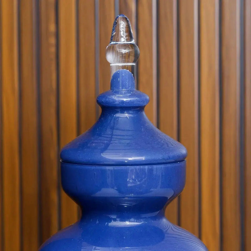 Allure Blue Vase With Lid - Tall