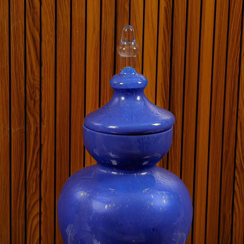 Allure Blue Vase With Lid - Tall