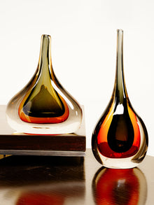 Amber Aura Glass Vase
