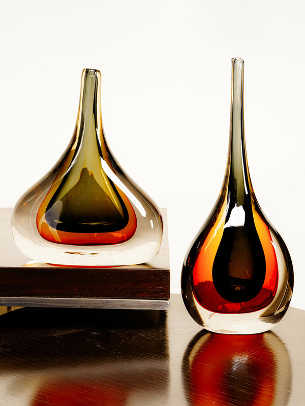 Amber Aura Glass Vase