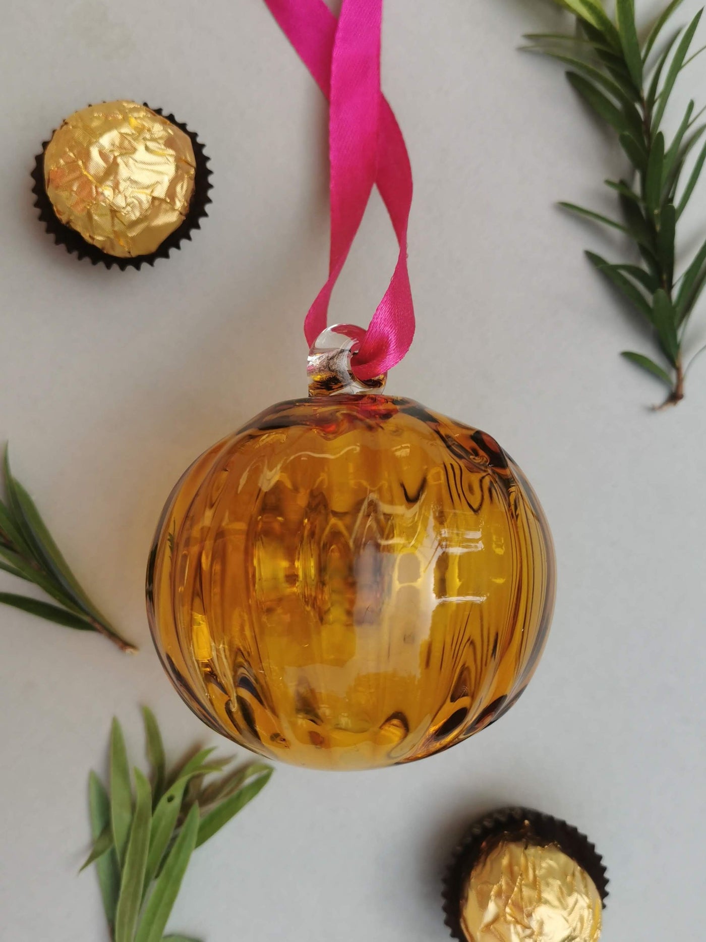 Amber Flute- Handblown Glass Ornament