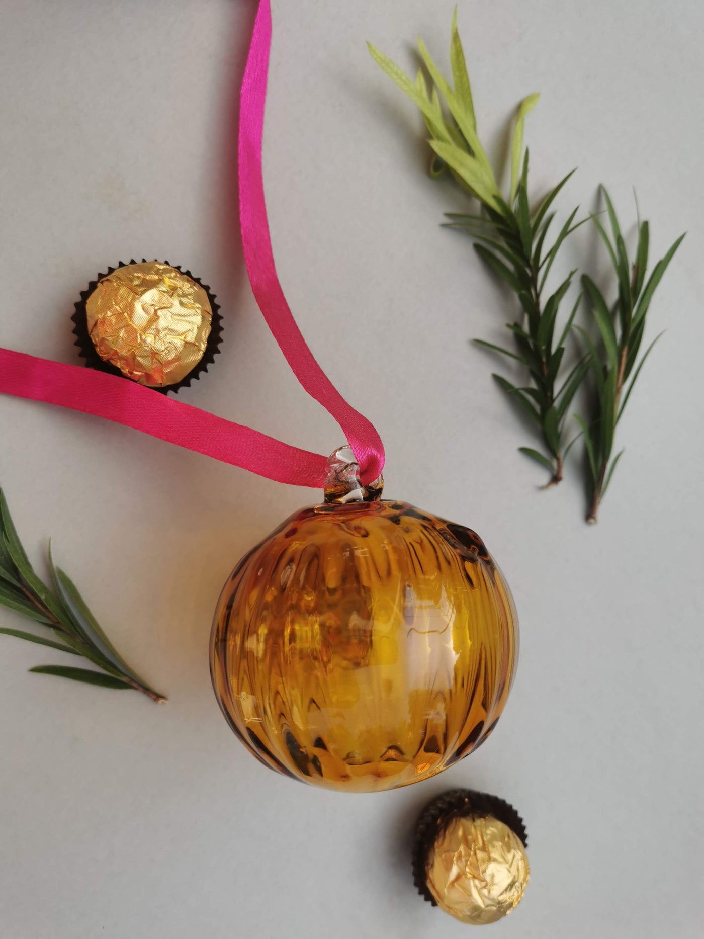 Amber Flute- Handblown Glass Ornament