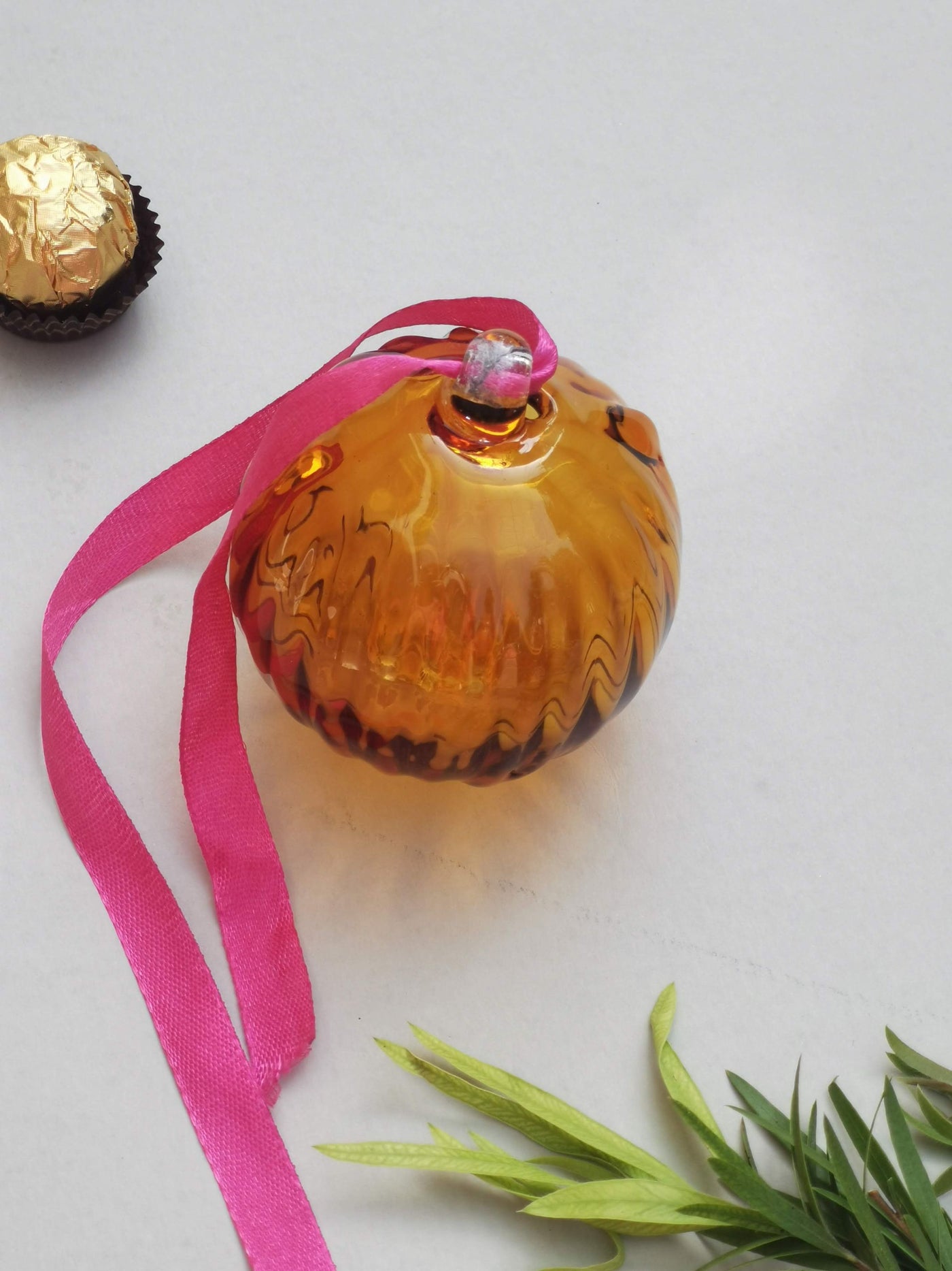 Amber Flute- Handblown Glass Ornament