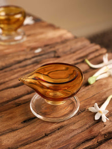 Art Glass Puja Diya - Amber Jyot