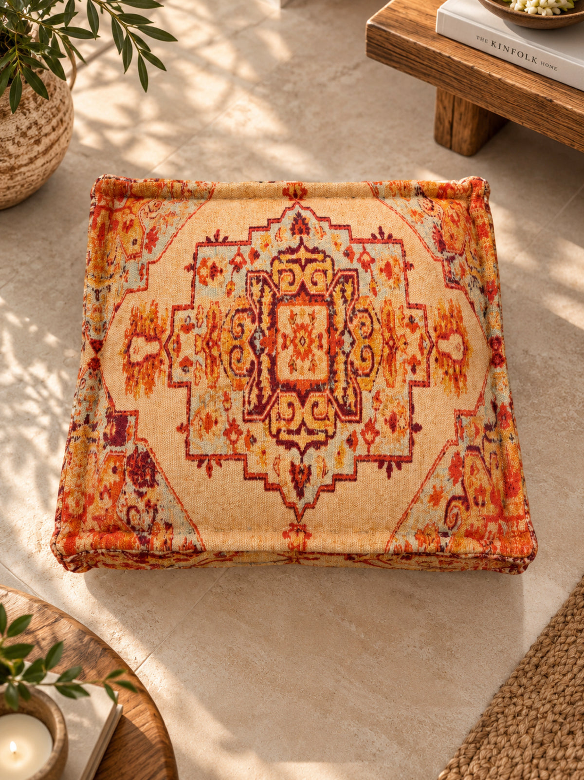 Amber Heritage Square Pouffe