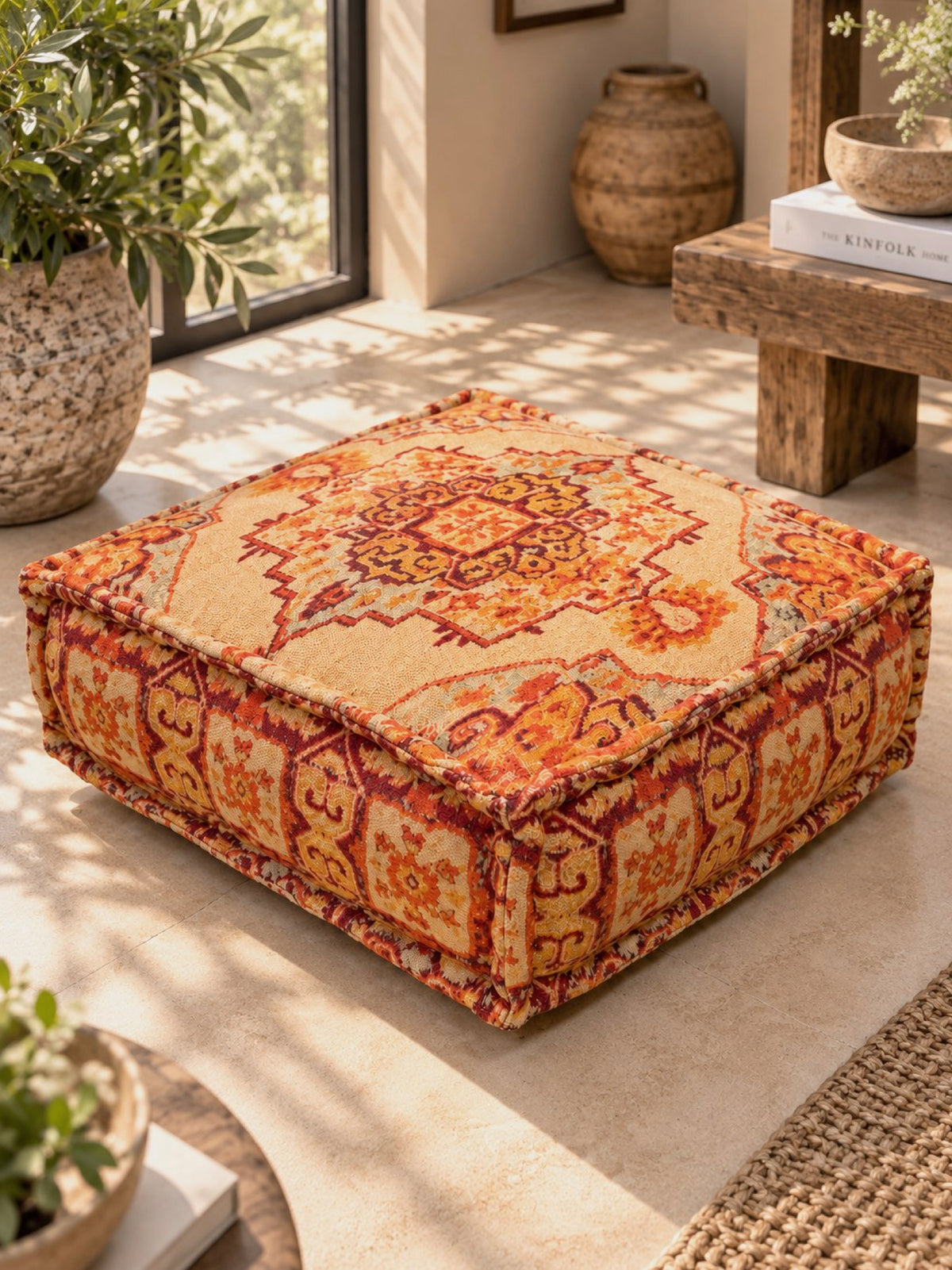 Amber Heritage Square Pouffe
