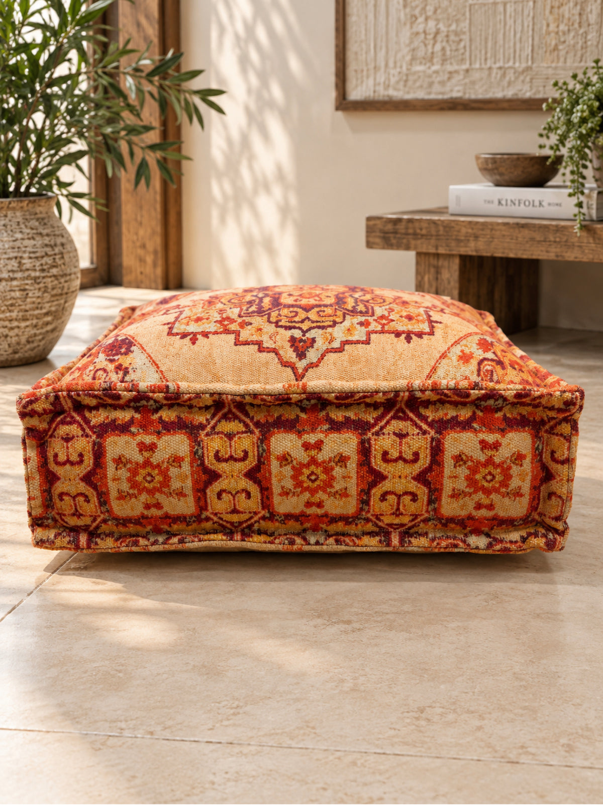Amber Heritage Square Pouffe