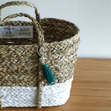 Anthro tassel basket green