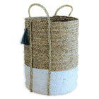Anthro tassel basket green