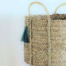Anthro tassel basket green