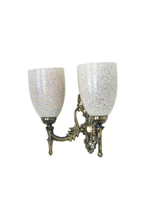 Antique Brass 12 Inch 2-Light Steel Wall Lamp With Multicolor Bell Glass Shades