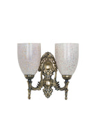 Antique Brass 12 Inch 2-Light Steel Wall Lamp With Multicolor Bell Glass Shades