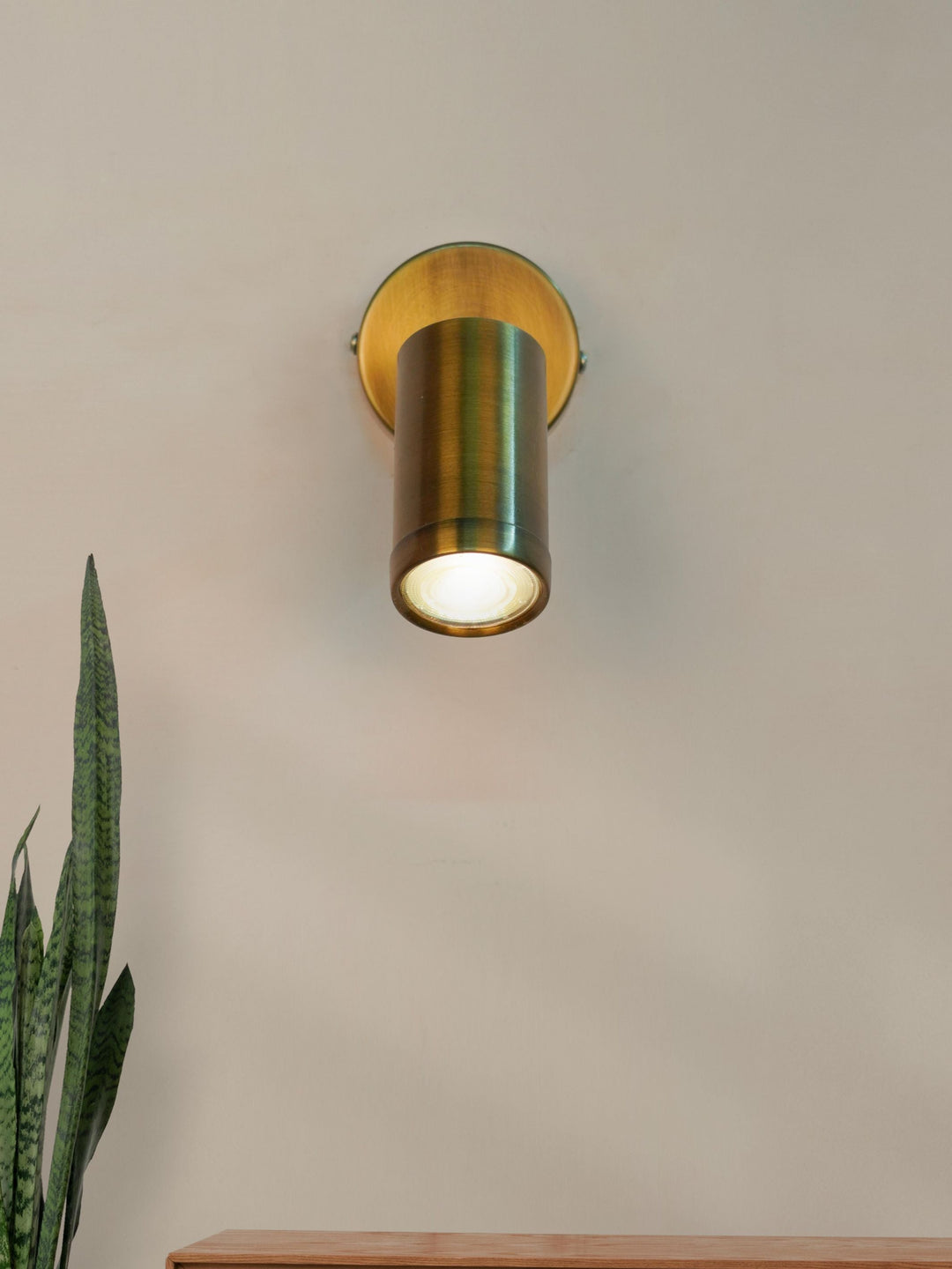 Antique-Brass Finished Cylindrical Contemporary Spot Light