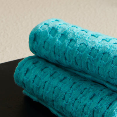Aqua | Cotton | Waffle | Face Towels - Set of 2