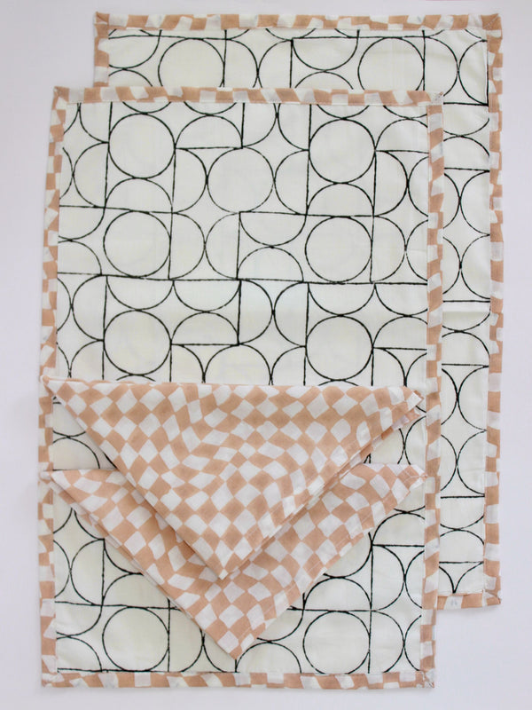 Table Linens Set of 2 - Art Deco Style