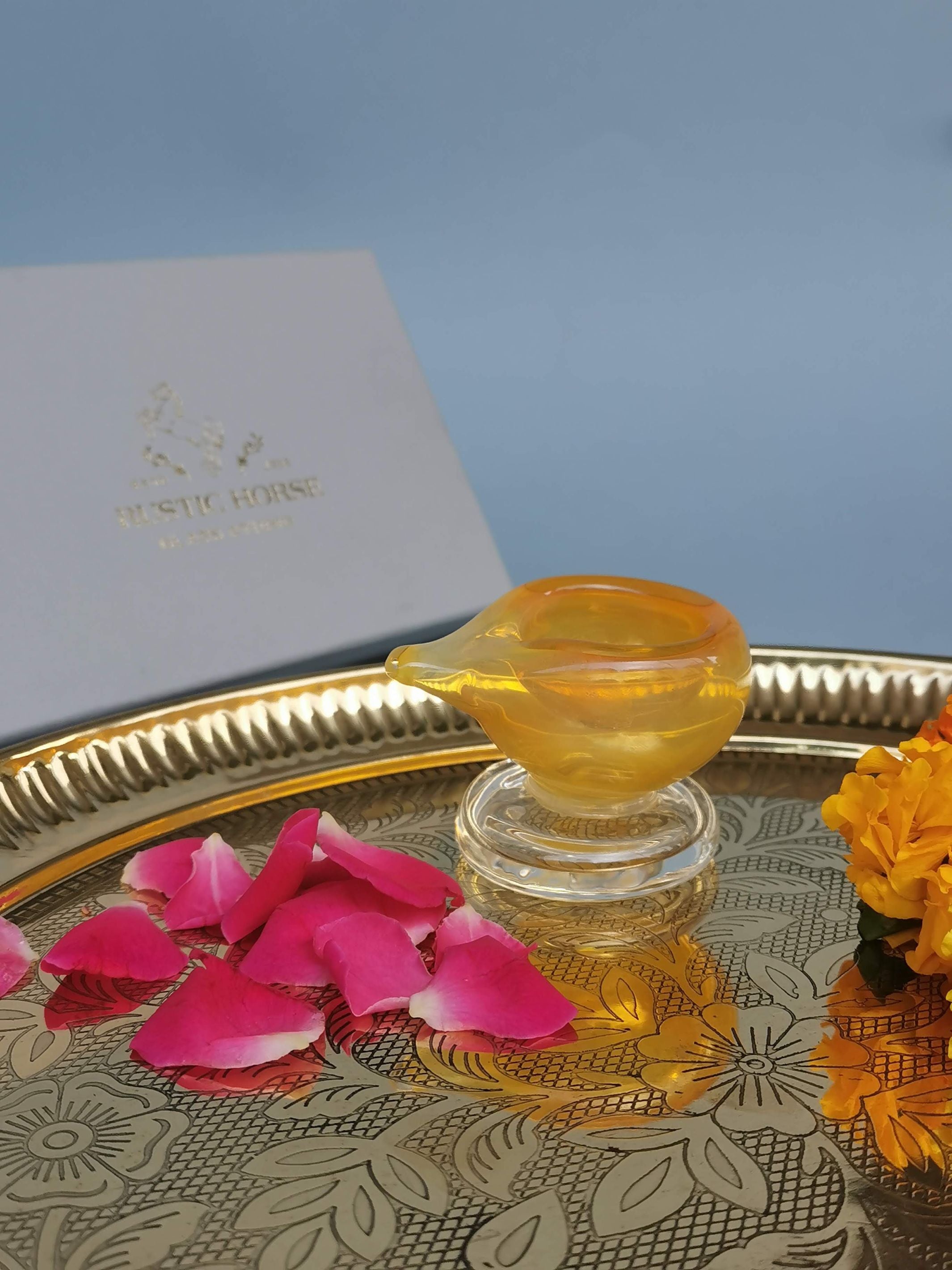 Art Glass Puja Diya- Kesari Kiran