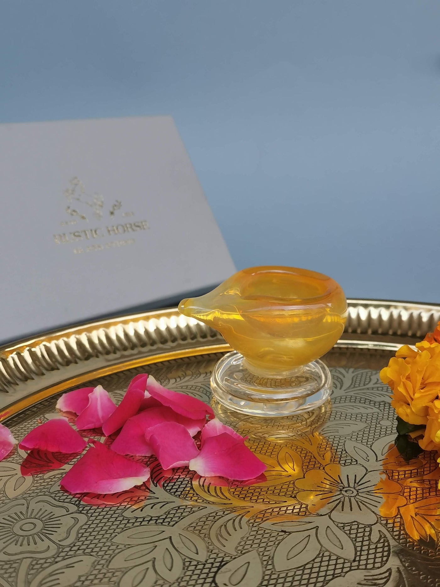 Art Glass Puja Diya- Kesari Kiran