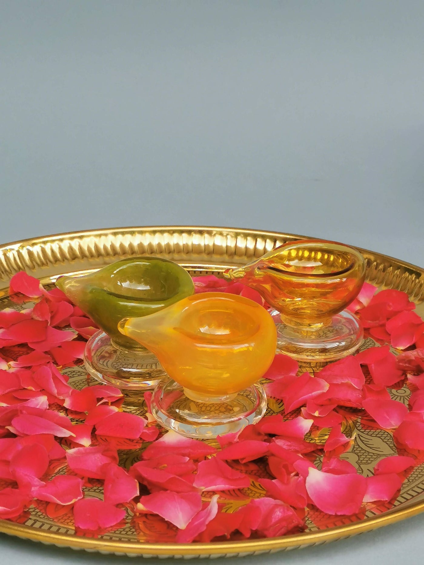 Art Glass Puja Diya- Kesari Kiran