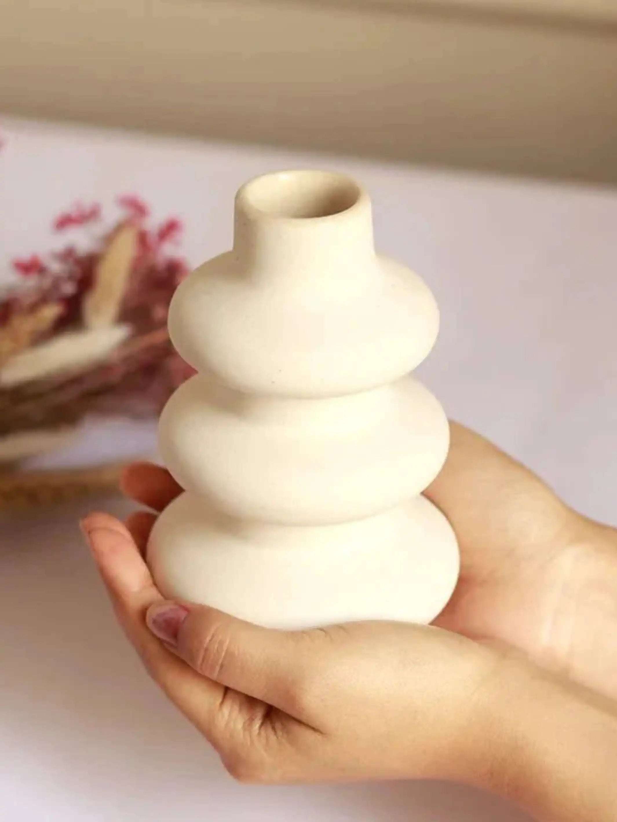 3 Tier round ceramic mini vase