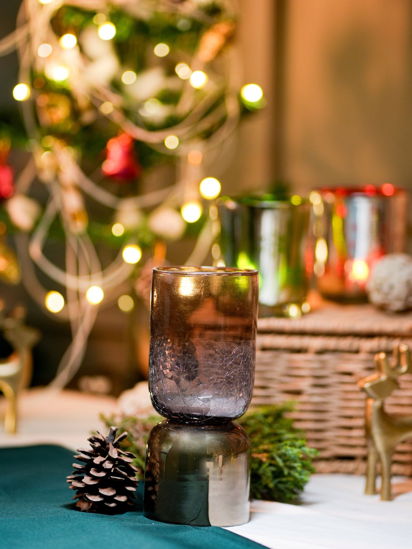 Dual Finish Metallic Glass Vase