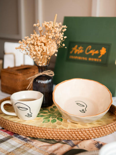 Abstract face breakfast set