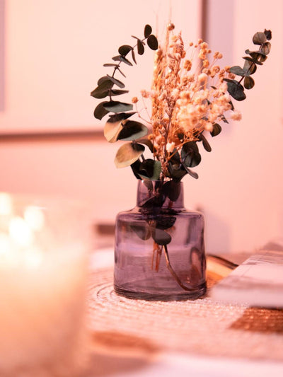 cocoa charm vase with dried bunch
