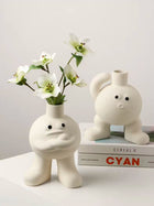 Big feet Flower vase hugging chest