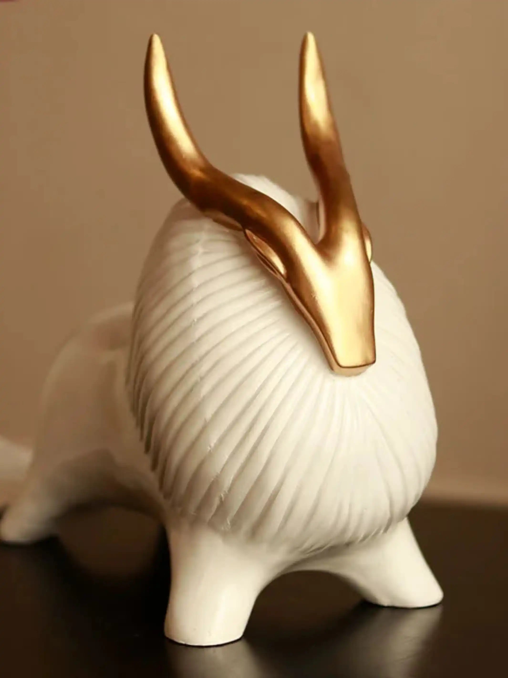 Horned Zen Yak sculpture-White