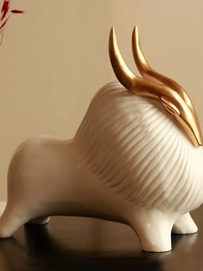 Horned Zen Yak sculpture-White