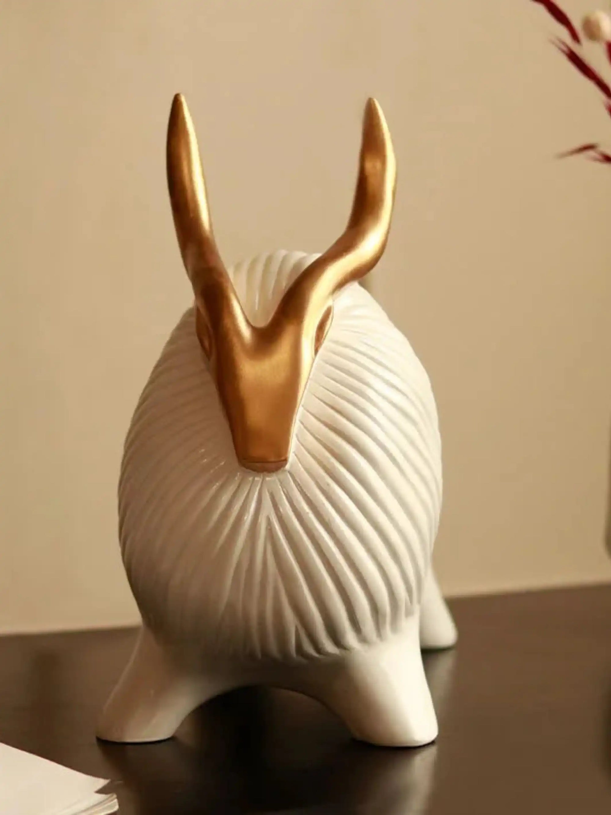 Horned Zen Yak sculpture-White