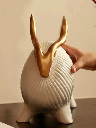 Horned Zen Yak sculpture-White