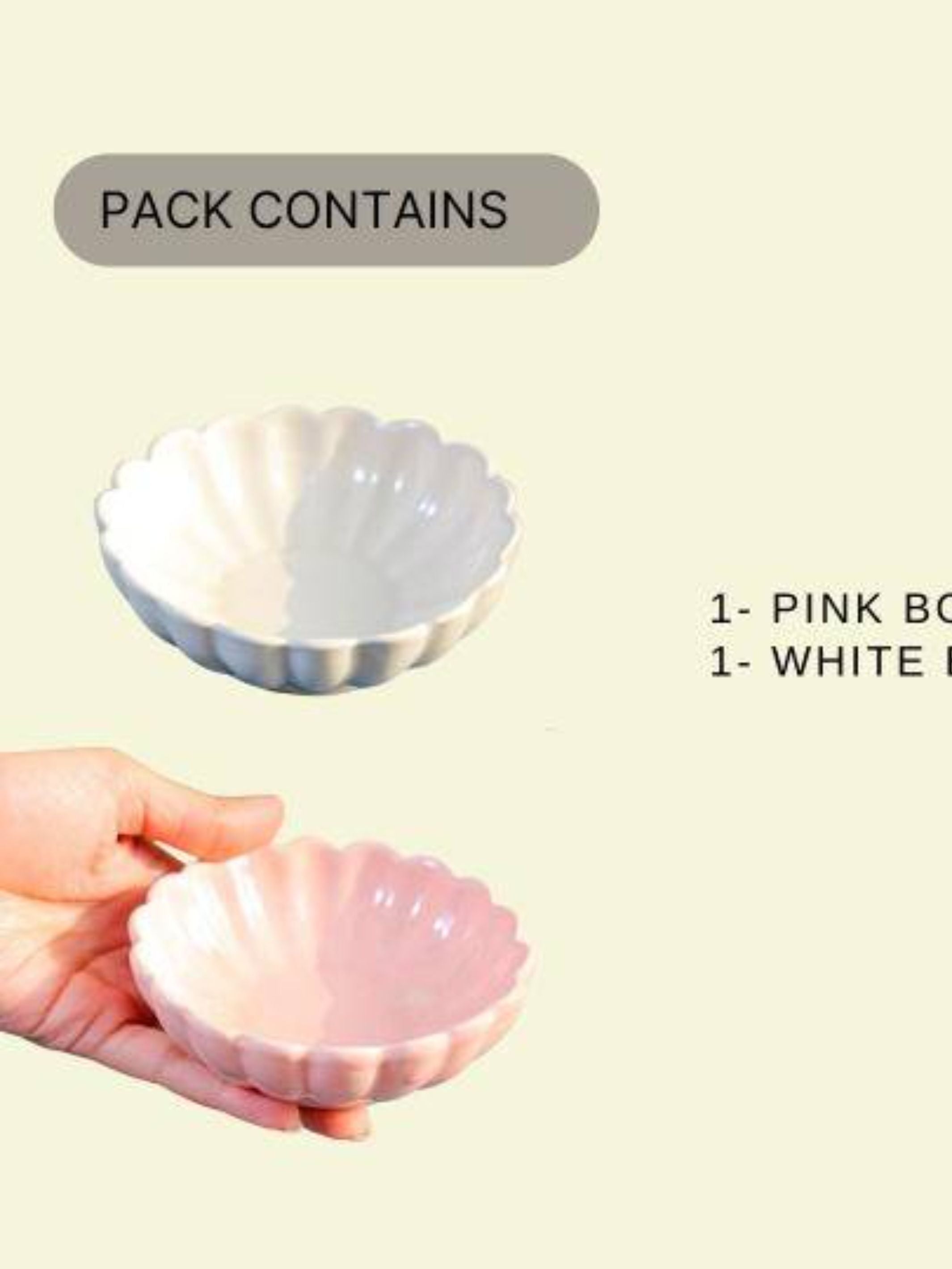 Dessert Bowl set of 2- White and pink