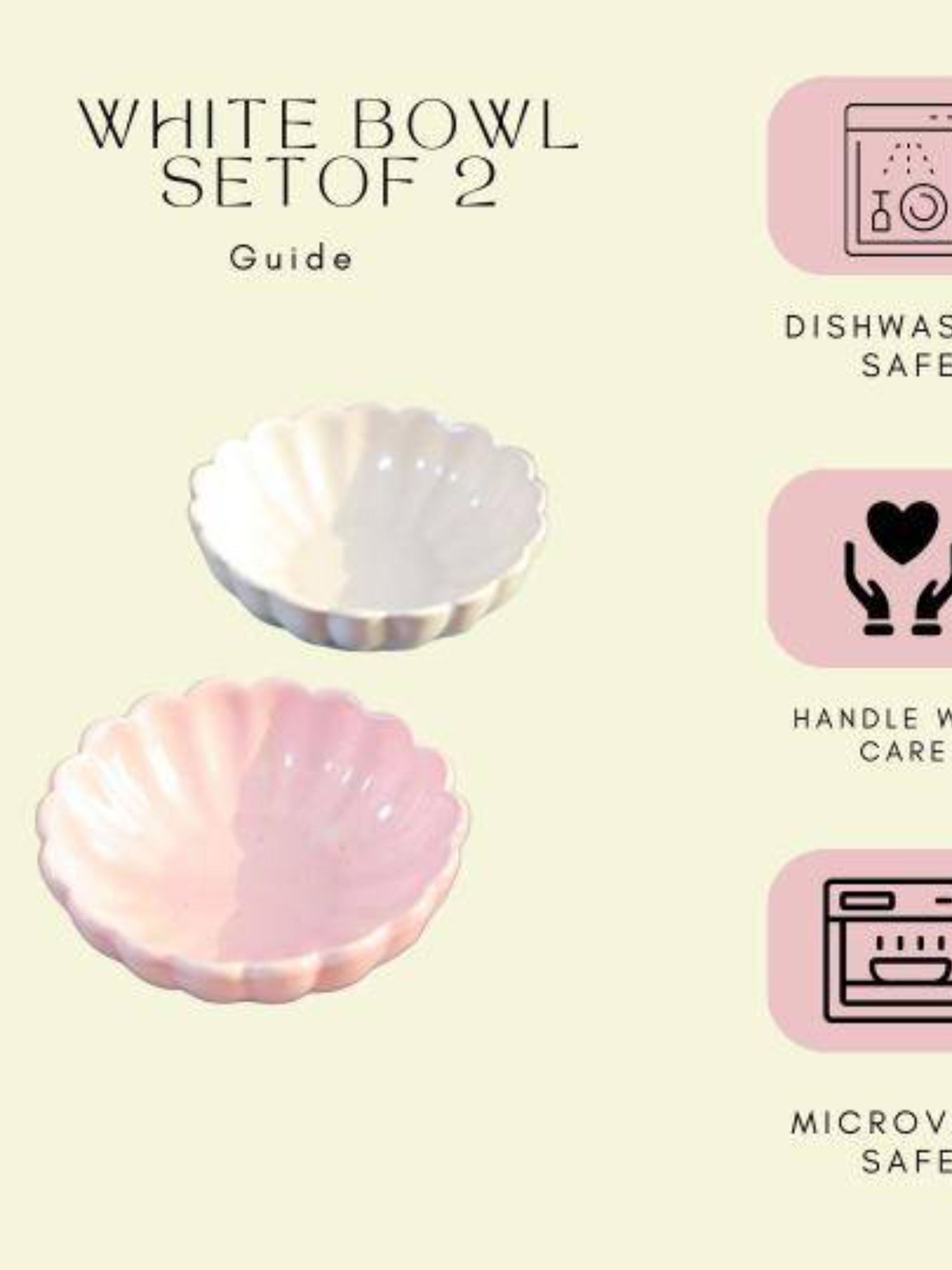 Dessert Bowl set of 2- White and pink