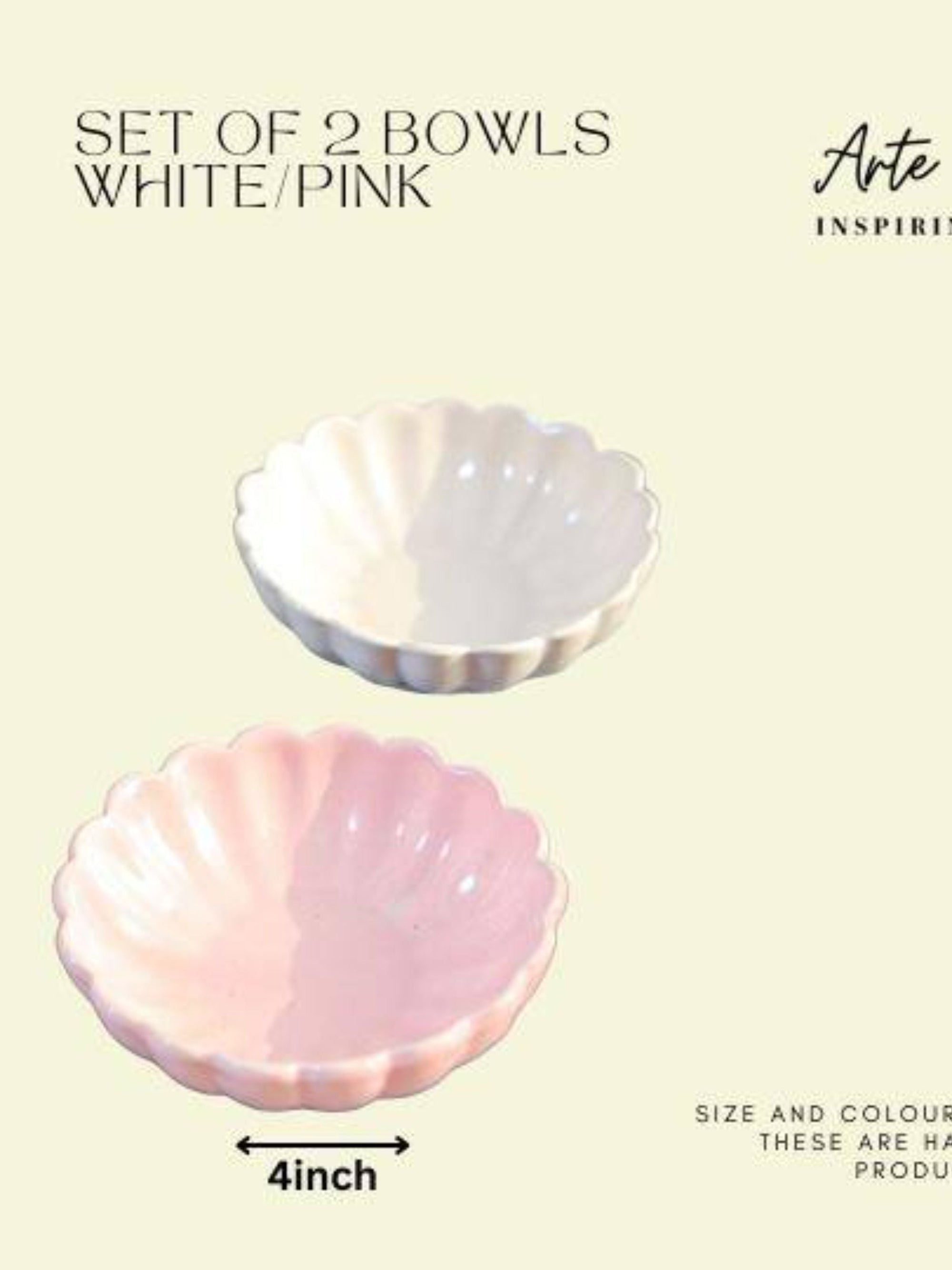 Dessert Bowl set of 2- White and pink