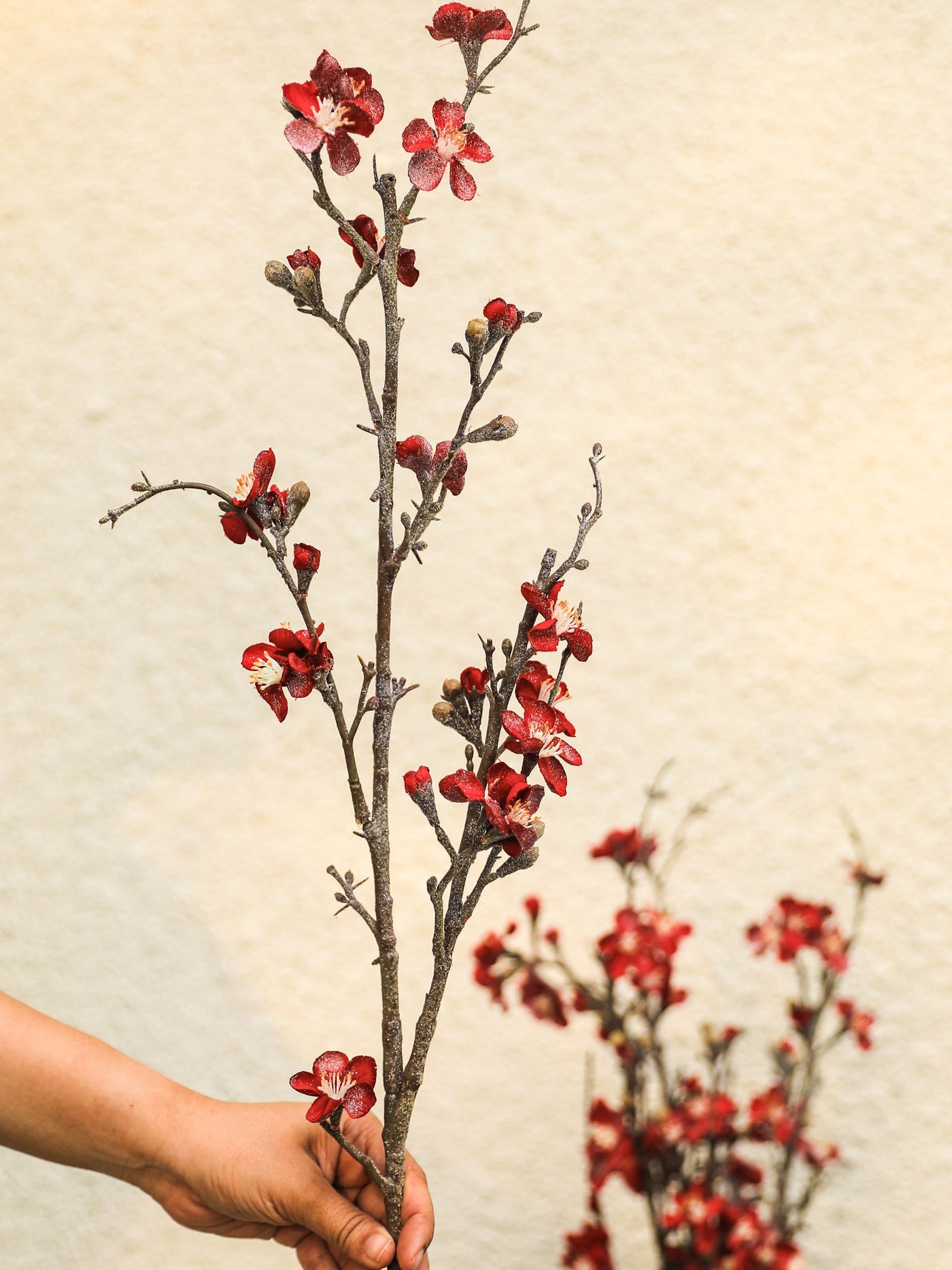 Artificial Flower Winter Cherry Blossom Red