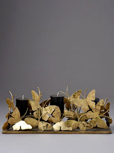 Metallic Flutter of Butterflies Candle Stand