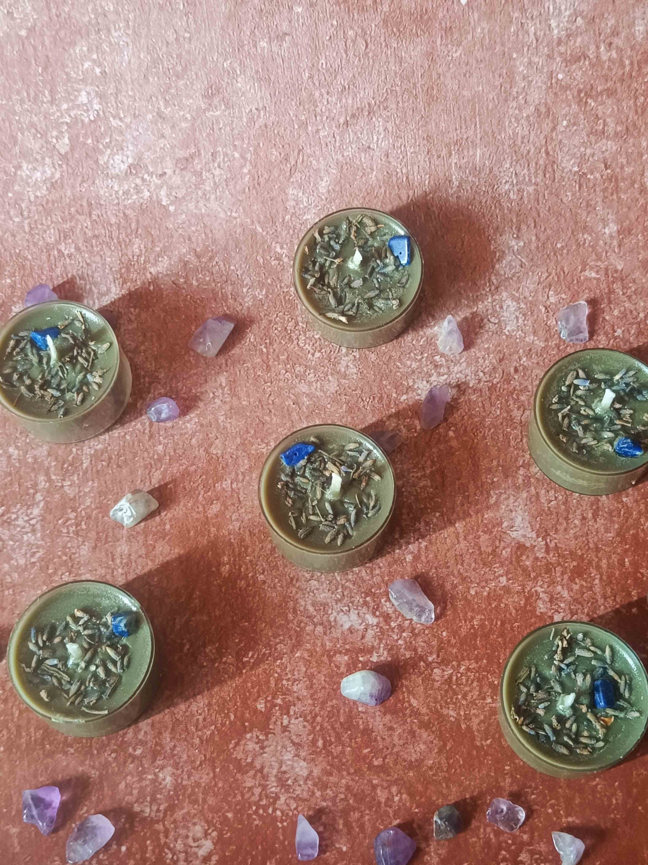 Tealight Candle Set Of 6 - Azurite Crystal