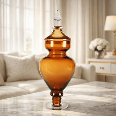 Azzura Brown Vase With Lid - Short