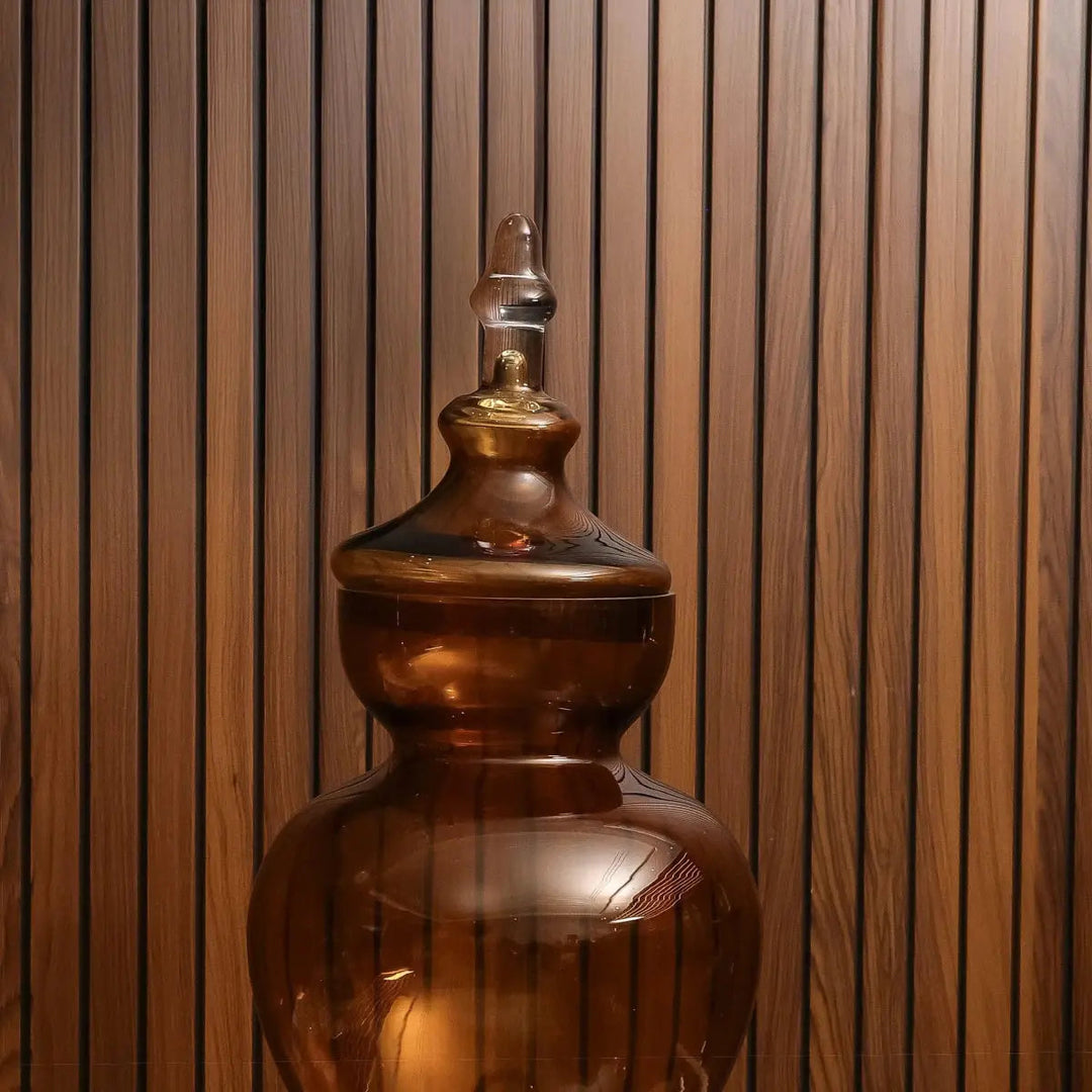 Azzura Brown Vase With Lid - Short