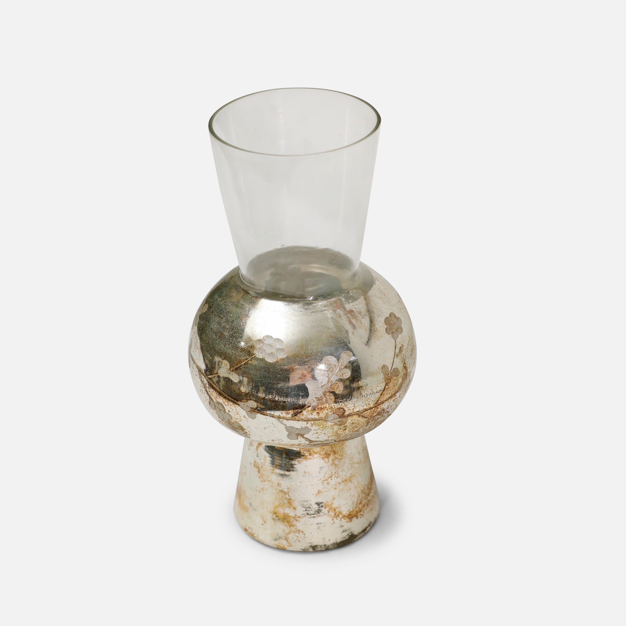 Shangri La - Floral Gold Glass Vase