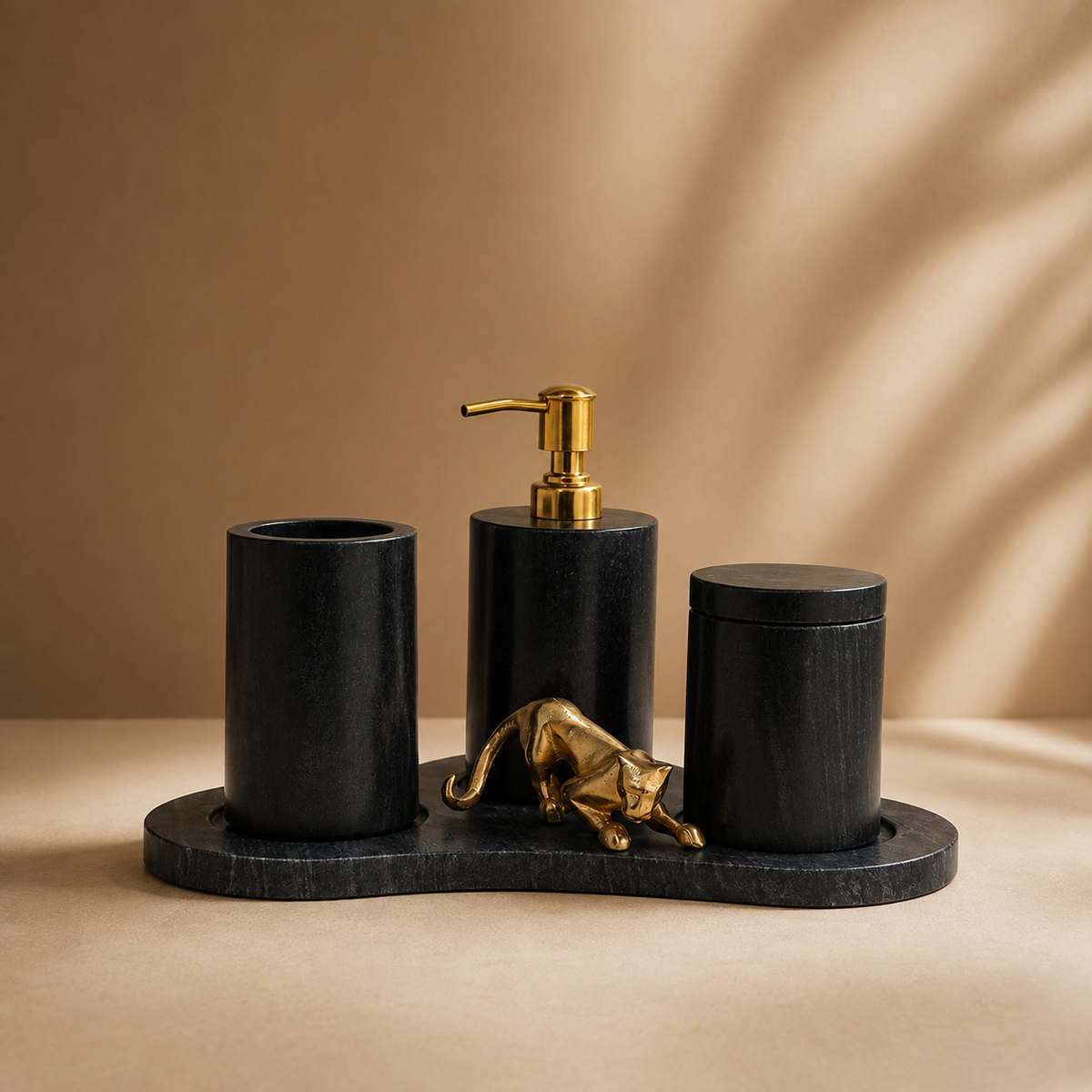 Handmade Luxe - Black Bathroom Set with panther