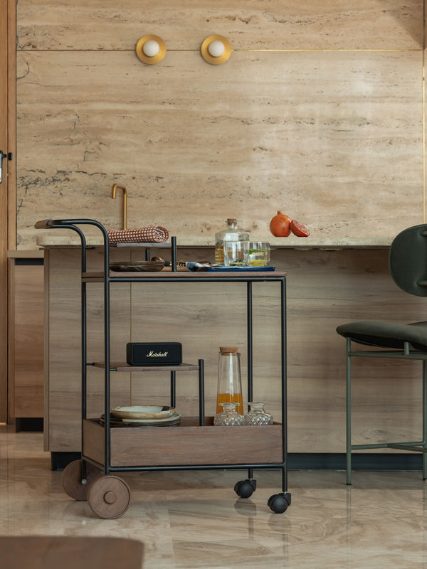 Wooden & Metal Trolley - Big Wheels