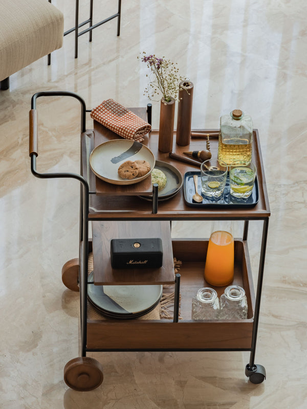 Wooden & Metal Trolley - Big Wheels