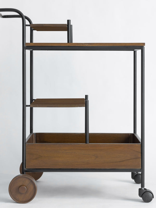 Wooden & Metal Trolley - Big Wheels