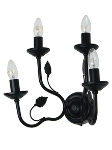 Black Italian 15 Inch Dual Tier 4-Light Steel Wall Lamp Light