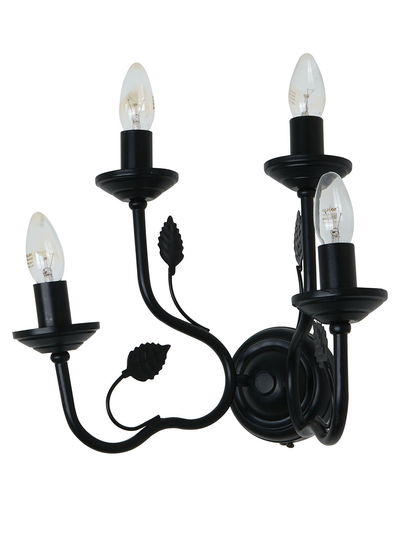 Black Italian 15 Inch Dual Tier 4-Light Steel Wall Lamp Light