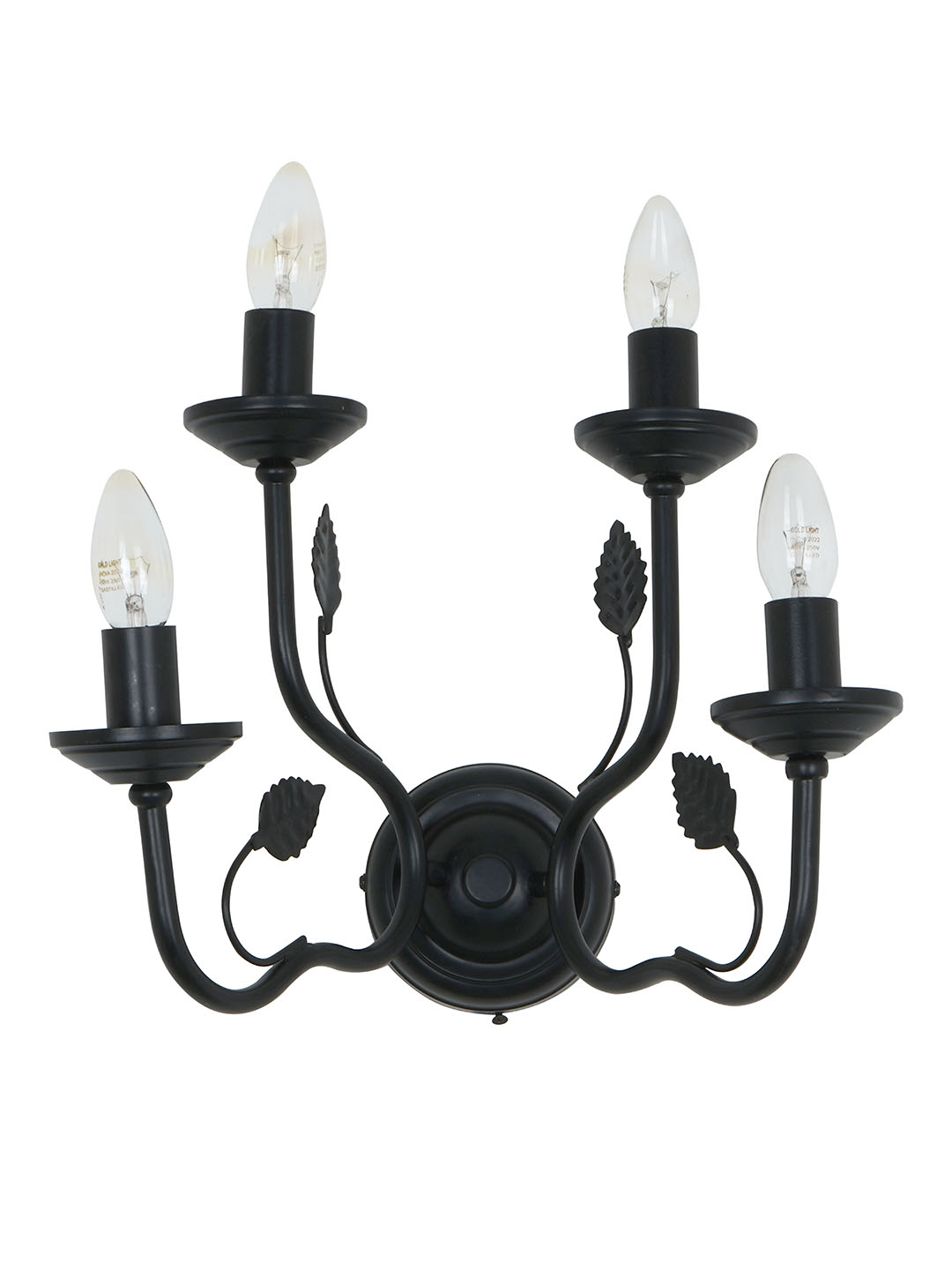 Black Italian 15 Inch Dual Tier 4-Light Steel Wall Lamp Light