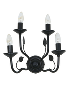 Black Italian 15 Inch Dual Tier 4-Light Steel Wall Lamp Light